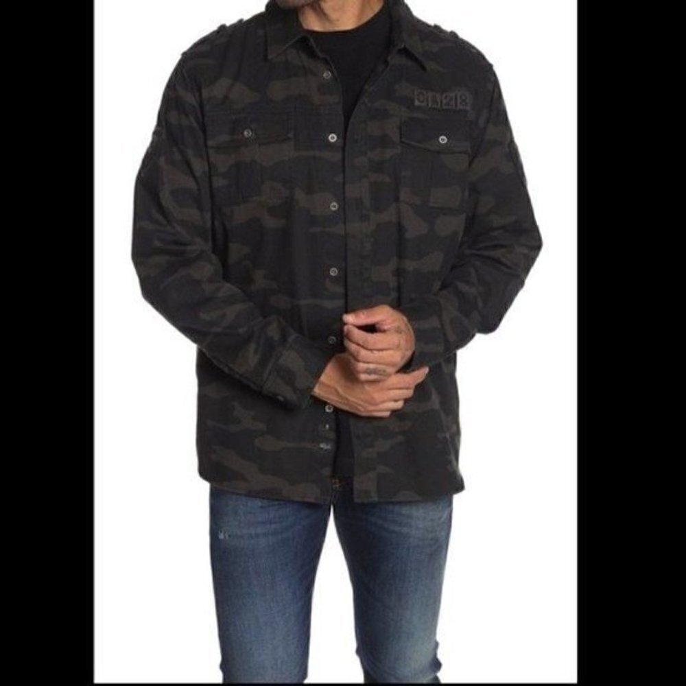 Rails Gavin Camo Printed Woven Shirt Jacket $188 Small